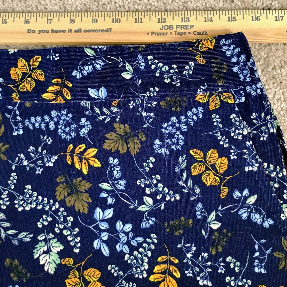 Talbots Womens Navy Corduroy Pencil Skirt Leaves Floral Pockets Side Zip Size 6 - Picture 10 of 13